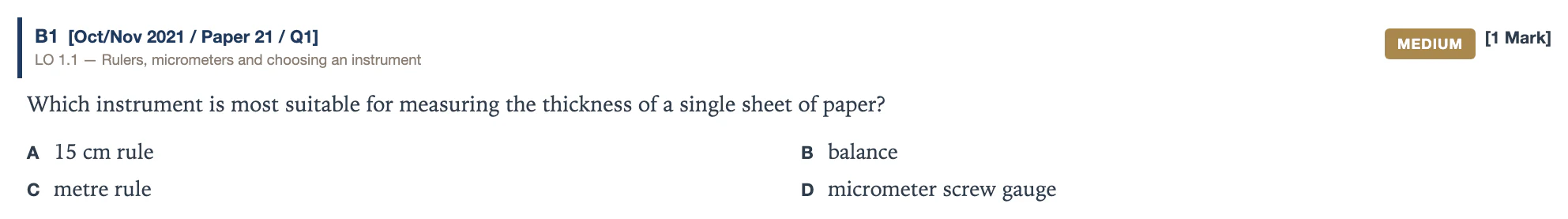 A Section B question tagged MEDIUM.