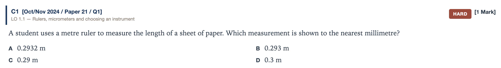 A Section C question tagged HARD.